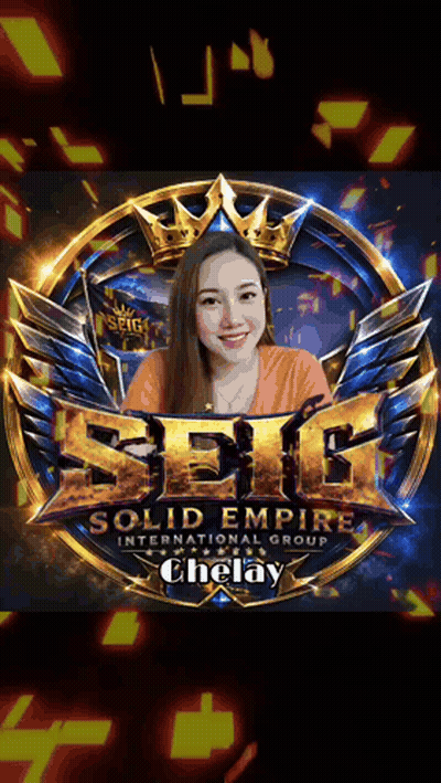 Woman In Front Of Solid Empire International Group Logo GIF