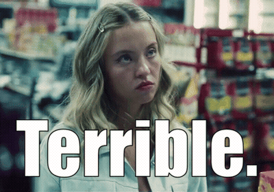 Woman In Front Of Terrible Sign GIF