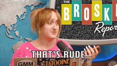 Woman In Front Of The Broski Reporter Screen GIF