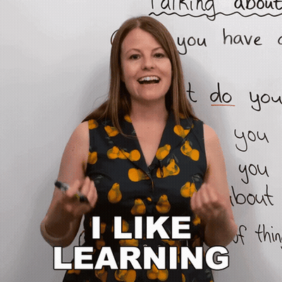Woman In Front Of Whiteboard Saying I Like Learning GIF