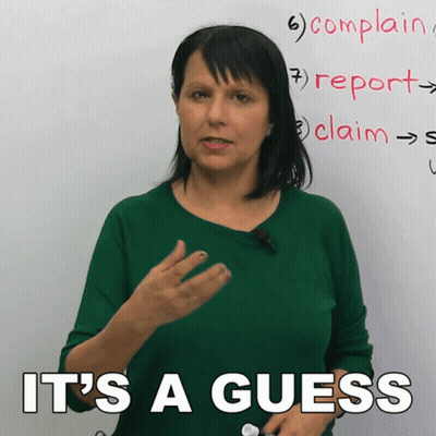 Woman In Front Of Whiteboard Saying It's A Guess GIF