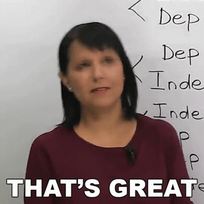 Woman In Front Of Whiteboard Saying That's Great GIF