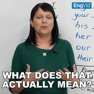 Woman In Front Of Whiteboard Saying What Does That Actually Mean GIF