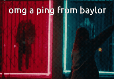 Woman In Front Of Window Saying Omg A Ping From Baylor GIF