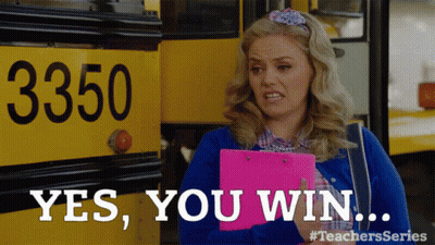 Woman In Front Of Yellow School Bus Number 3350 GIF