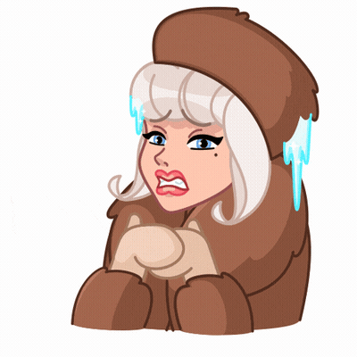 Woman In Fur Coat And Hat With Ice On Face GIF