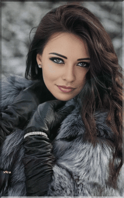 Woman In Fur Coat And Leather Gloves With Vira GIF