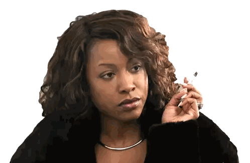 Woman In Fur Coat Holding Cigarette Sticker