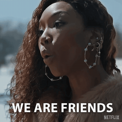 Woman In Fur Coat Saying We Are Friends GIF