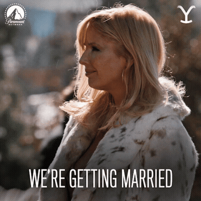 Woman In Fur Coat Saying We're Getting Married GIF