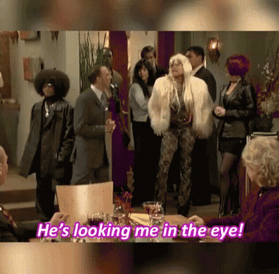 Woman In Fur Coat Says He's Looking Me In The Eye GIF