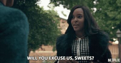 Woman In Fur Coat Says Will You Excuse Us Sweets GIF