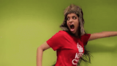 Woman In Fur Hat And Red Shirt Saying Keep Calm GIF