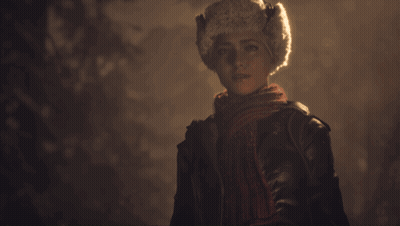 Woman In Fur Hat And Scarf GIF