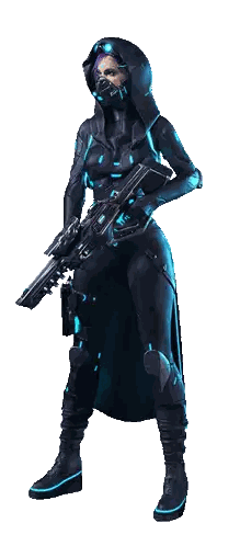 Woman In Futuristic Outfit Holding Sniper Rifle Sticker