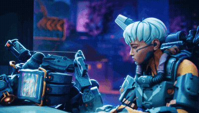 Woman In Futuristic Outfit Looking At Robot GIF