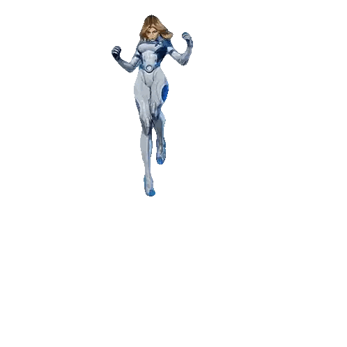 Woman In Futuristic Suit Squatting Sticker