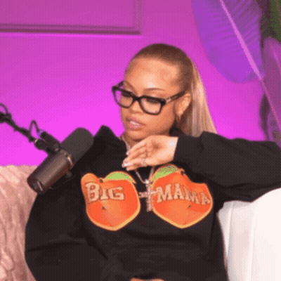 Woman In Glasses And Black Big Mama Sweatshirt GIF