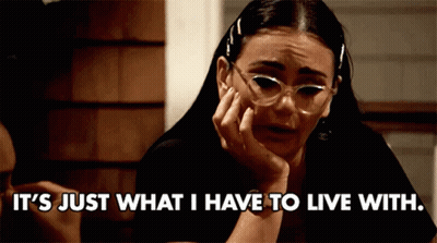 Woman In Glasses And Black Shirt Says It's Just What I Have To Live With GIF