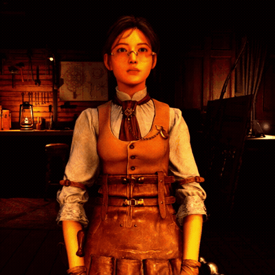 Woman In Glasses And Brown Vest With Chain GIF