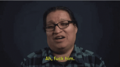 Woman In Glasses And Plaid Shirt Says Yeah Fuck Columbus GIF