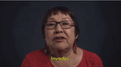 Woman In Glasses And Red Shirt Says Invader GIF