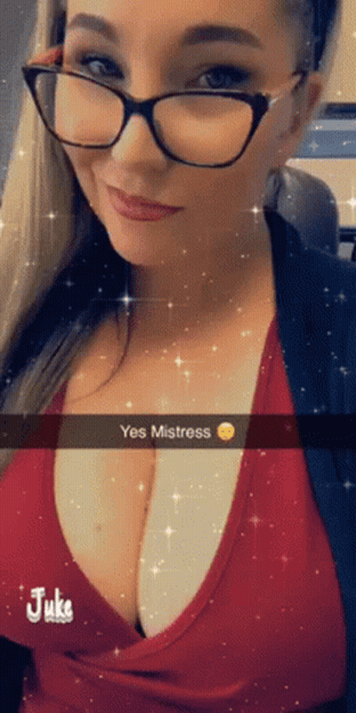 Woman In Glasses And Red Top Saying Yes Mistress Juke GIF