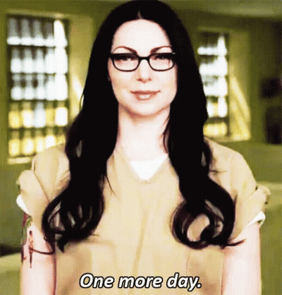 Woman In Glasses And Yellow Shirt Saying One More Day GIF