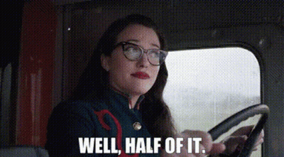 Woman In Glasses Driving Says Well Half Of It GIF
