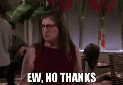 Woman In Glasses Saying Ew No Thanks At Restaurant GIF