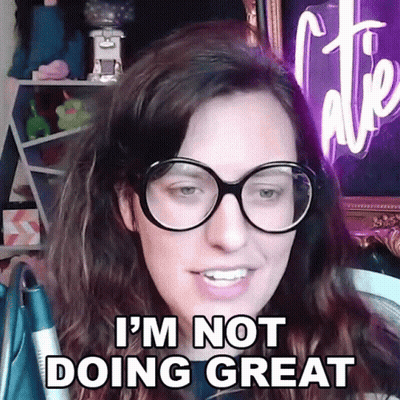 Woman In Glasses Saying I'm Not Doing Great GIF