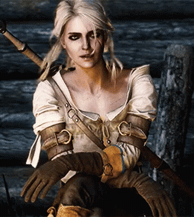 Woman In Gloves On Horse With Sword GIF