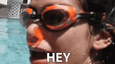 Woman In Goggles And Snorkel Saying Hey GIF