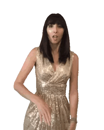 Woman In Gold Dress Covering Mouth Sticker