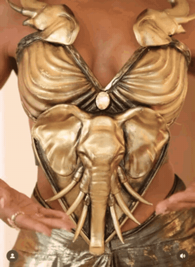 Woman In Gold Elephant Costume GIF
