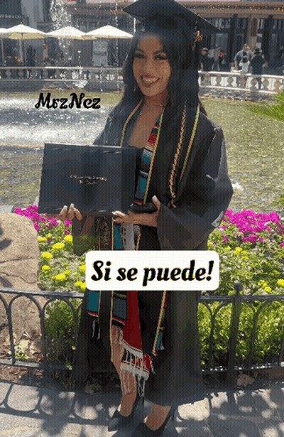 Woman In Graduation Cap And Gown Holds Diploma GIF
