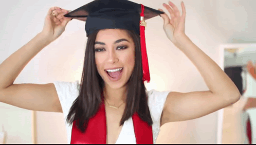 Woman In Graduation Cap And Gown Tongue Out GIF