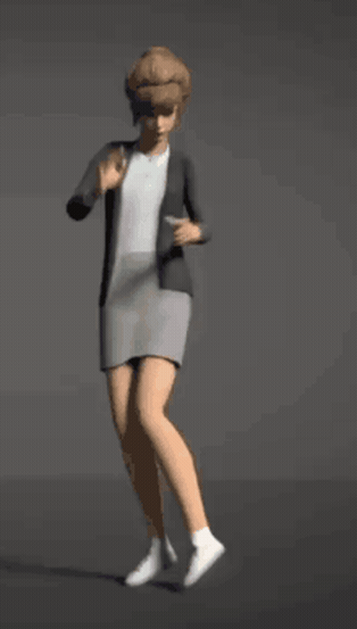Woman In Gray Dress And Black Jacket Dancing GIF