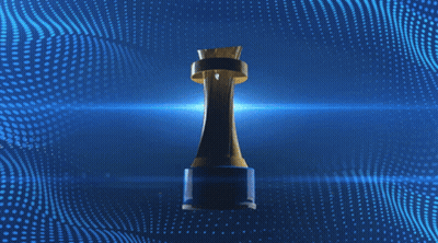 Woman In Green And Brown Striped Shirt Holding Winner Trophy GIF