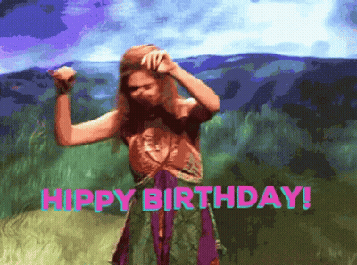 Woman In Green And Purple Dancing Happy Birthday GIF