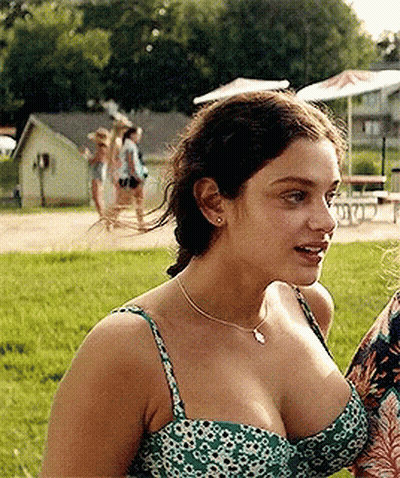 Woman In Green And White Floral Bra Field GIF