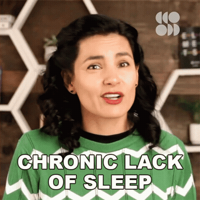 Woman In Green And White Sweater Says Chronic Lack Of Sleep GIF