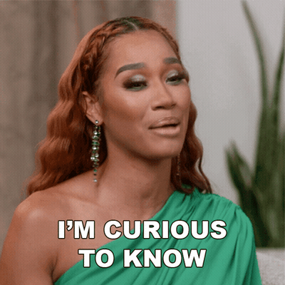 Woman In Green Dress Says I'm Curious To Know GIF
