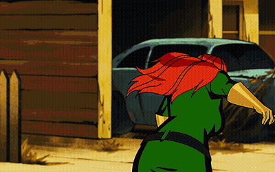 Woman In Green Dress With Red Hair GIF