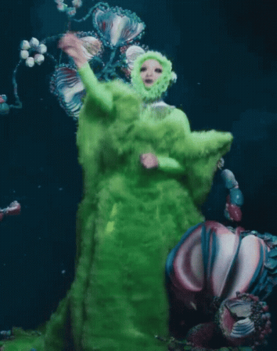 Woman In Green Fur Coat GIF