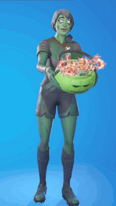 Woman In Green Holding Bucket Of Candy GIF