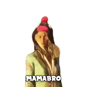 Woman In Green Jacket And Chicken Hat With Mamabro Text Sticker