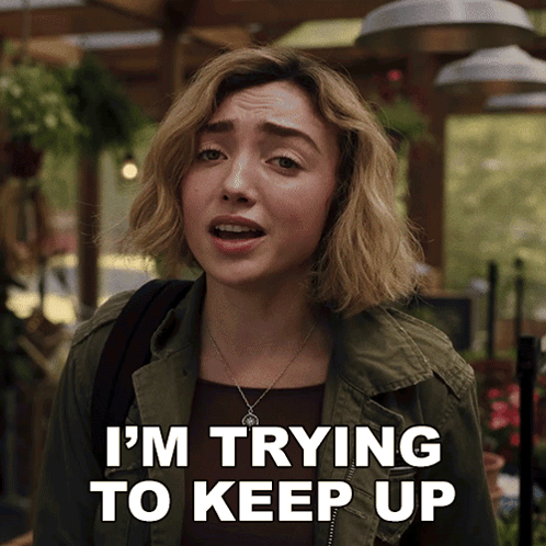 Woman In Green Jacket Saying Keep Up GIF