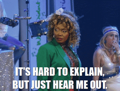 Woman In Green Jacket Says It's Hard To Explain But Just Hear Me Out GIF