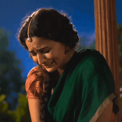 Woman In Green Saree With Nose Ring GIF